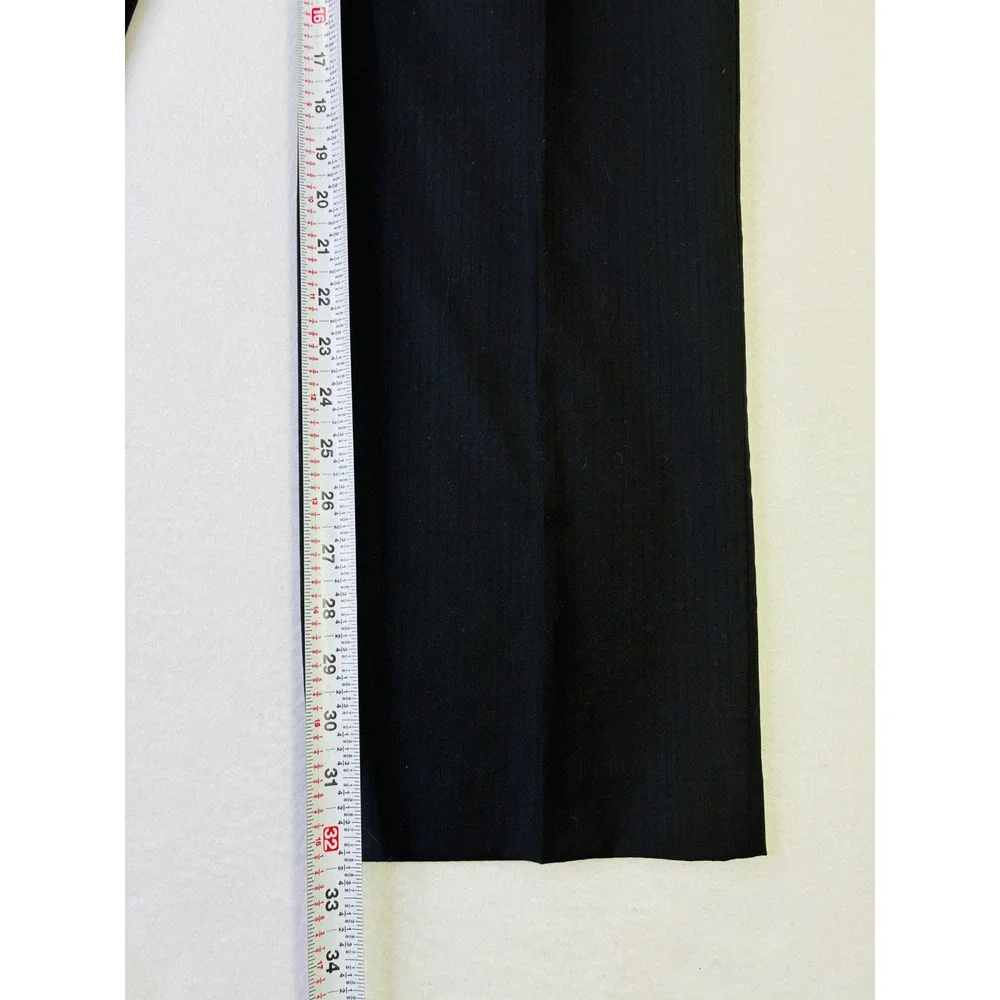 Express Producer Mens Black Pinstripe Wool Blend Dress Pants 34x32 Flat Front